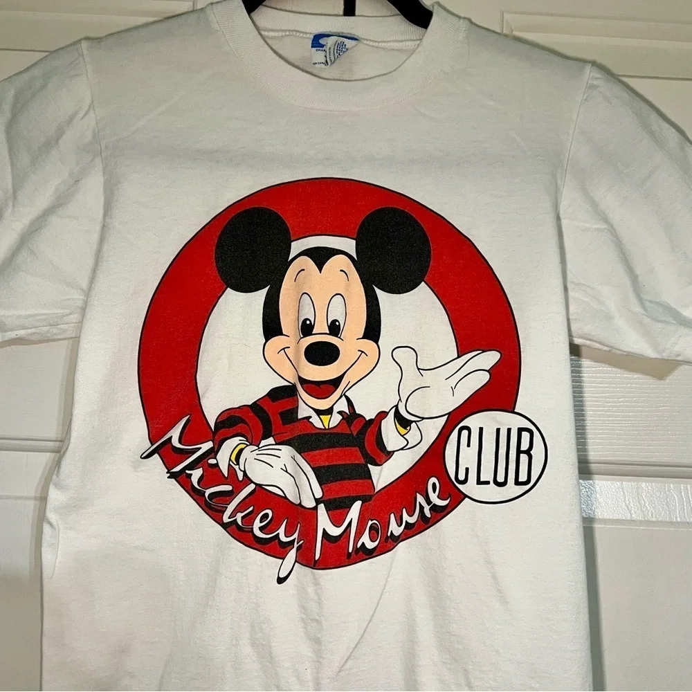 Vintage Mickey Mouse Club 80s Single Stitch White T-Shirt Size Small